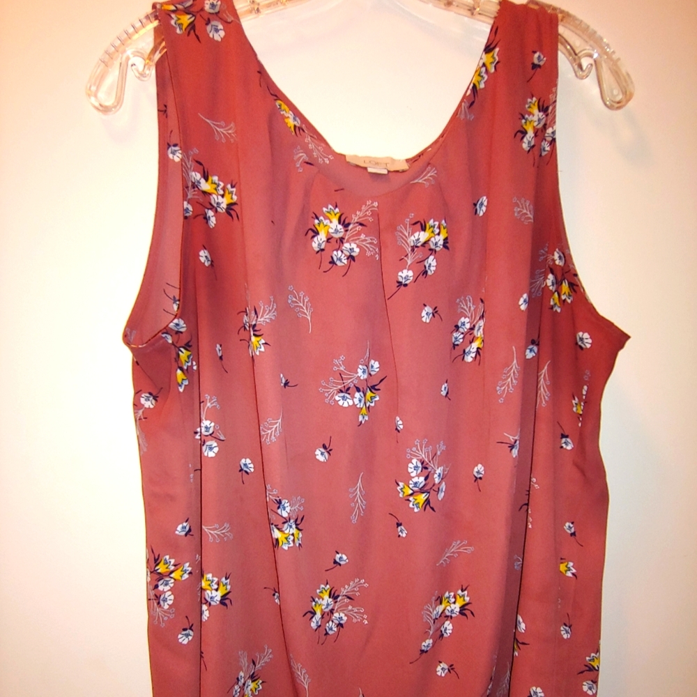 Loft Sleeveless Blouse XL Pink Floral